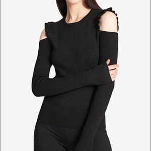 DKNY Black Sparkle Cold Shoulder long sleeve NWT
